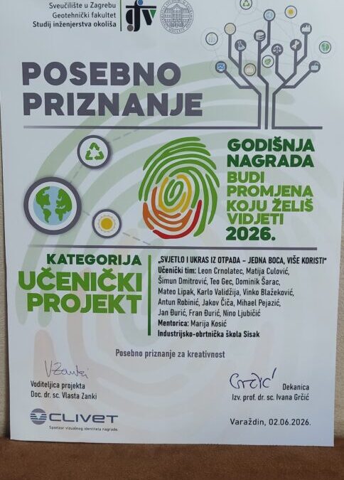 ZIOŠI na natječaju „Budi promjena koju želiš vidjeti“